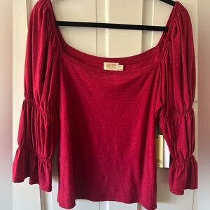 Red long sleeve 100% cotton top
